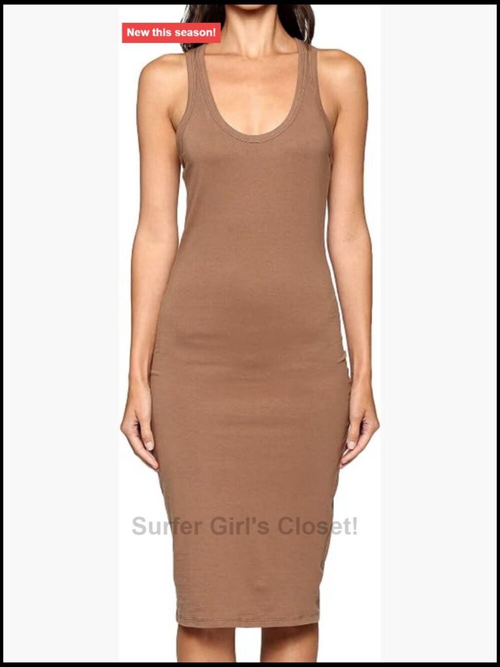 Fitted Sleeveless Racerback Midi Bodycon Tank Dress